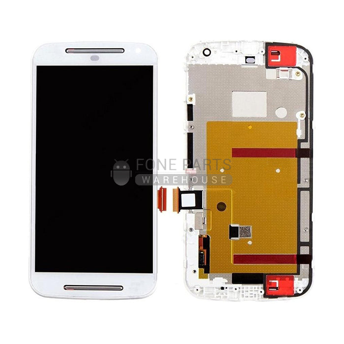 Motorola E Lcd Screen With Touch Digitizer and Frame [White]