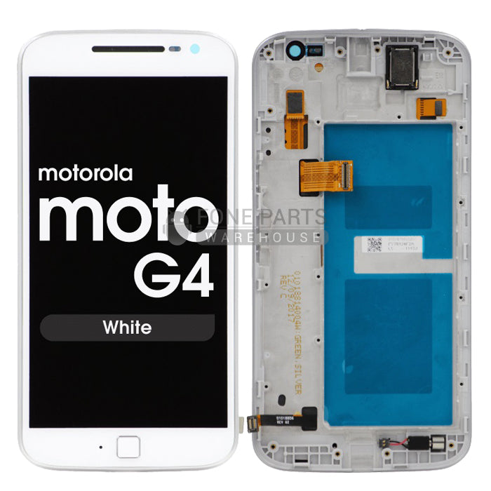 For Motorola G4 Lcd Screen With Touch Digitizer and Frame [White]