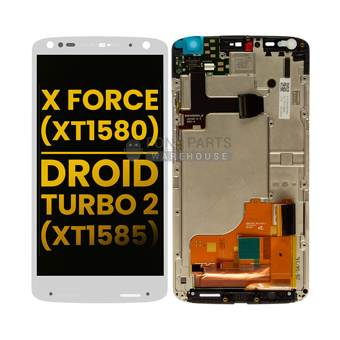 For Motorola X Force Lcd Screen With Touch Digitizer and Frame [White]