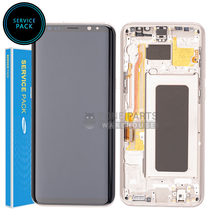 For Galaxy S8 Plus (G955) LCD Screen With Touch Digitizer and Frame (Genuine Service Pack) [Gold]