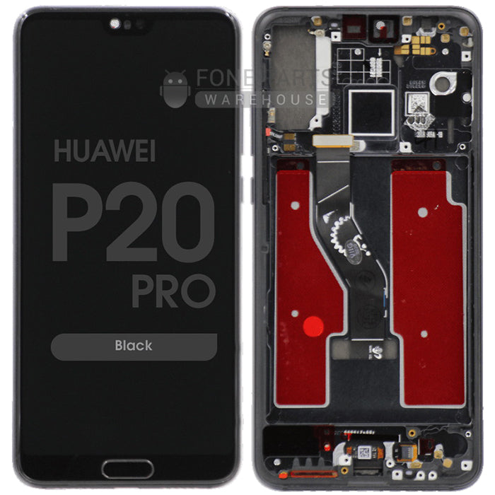 For Huawei P20 Pro Lcd screen Digitizer and Frame With Fingerprint in (Black) (TFT- Aftermarket)