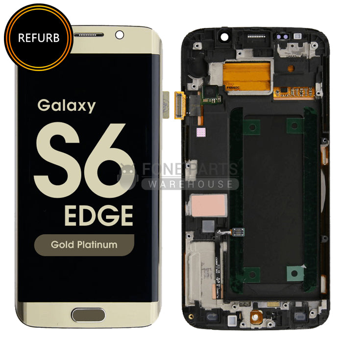 For Galaxy S6 Edge (G925) LCD Screen With Touch Digitizer Assembly and Frame (Refurbish-Original) [Gold]