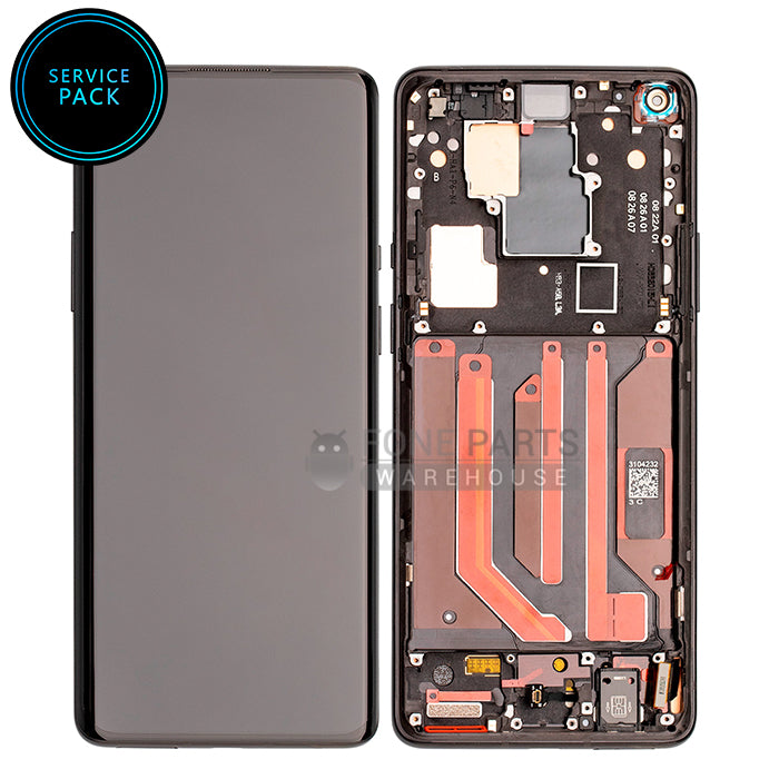 For OnePlus 8 Pro Lcd Screen with Touch Digitizer and frame Assembly in [Black] [Genuine Service Pack]