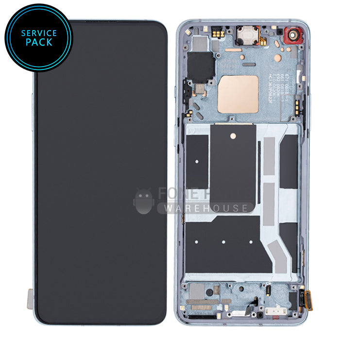 For OnePlus 8T Lcd Screen with Touch Digitizer and frame Assembly in [Silver] [Genuine Service Pack]