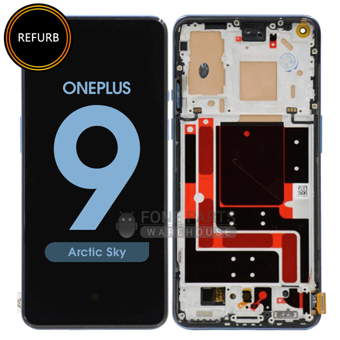 For OnePlus 9 Lcd Screen with Touch Digitizer and frame Assembly in [Arctic Sky] AMOLED-Refurbished]