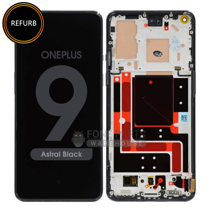 For OnePlus 9 Lcd Screen with Touch Digitizer and frame Assembly in [Astral Black] AMOLED-Refurbished]