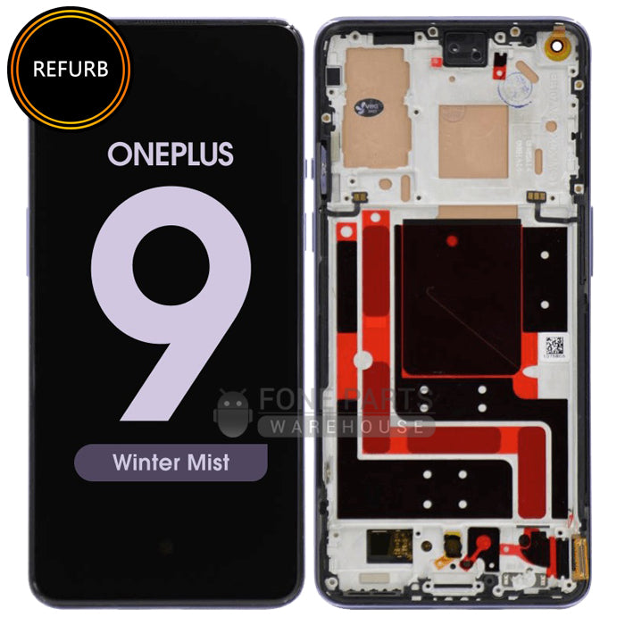 For OnePlus 9 Lcd Screen with Touch Digitizer and frame Assembly in [Winter Mist] AMOLED-Refurbished]