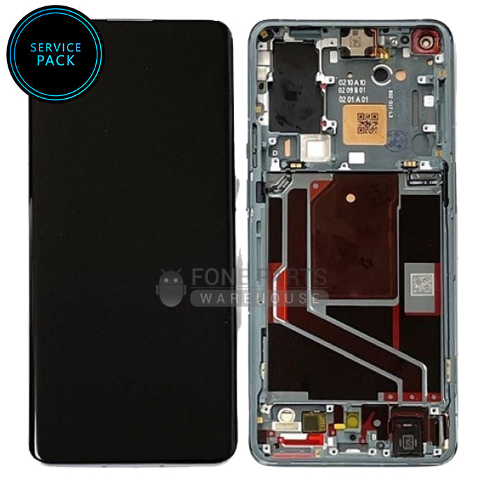 For OnePlus 9 Pro Lcd Screen with Touch Digitizer Assembly in [Stellar Black] [Genuine Service Pack] [With Frame]