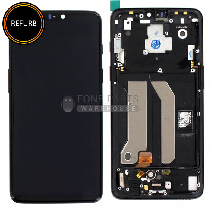 For Oneplus 6 Lcd Touch Digitizer With Frame in [Black] [AMOLED-Refurbished]