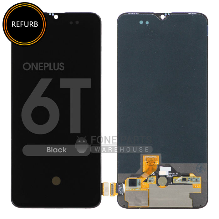 For Oneplus 6T Lcd Touch Digitizer [Without Frame] in [Black] [AMOLED-Refurbished]