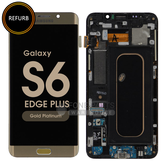 For Galaxy S6 Edge Plus (G928) Replacement LCD Screen With Touch Digitizer Assembly and Frame (Refurbish-Original) [Gold]