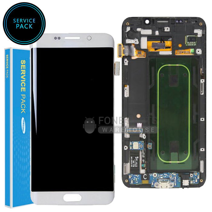 For Galaxy S6 Edge Plus (G928) LCD Screen With Touch Digitizer and Frame (Genuine Service Pack) [White]