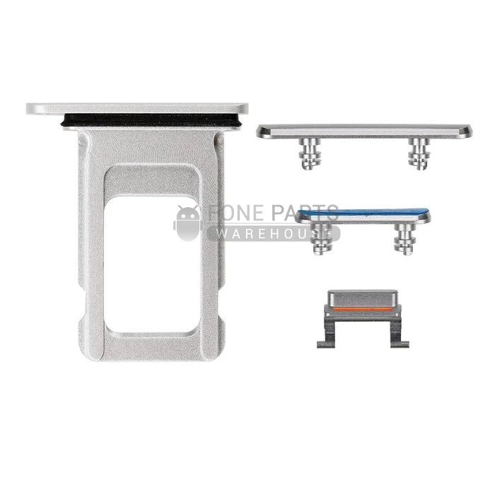 For IPhone XR Sim Tray Holder with on off and volume button set [White]