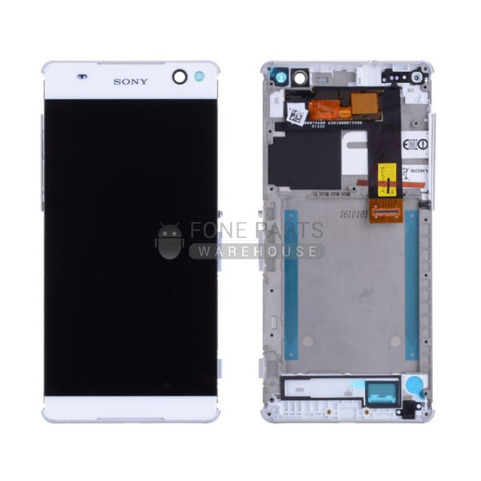 For Xperia C5 Ultra Premium Replacement LCD Screen Touch Digitizer in and Frame [White]