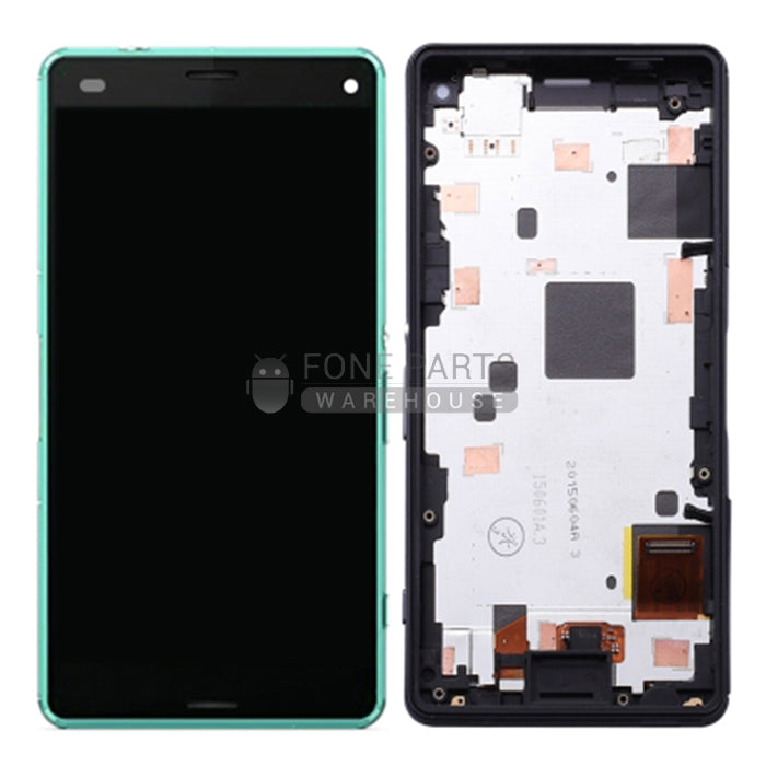 For Xperia Z3 Compact Replacement LCD Screen Touch Digitizer in [Green] [ORIGINAL][With Frame]