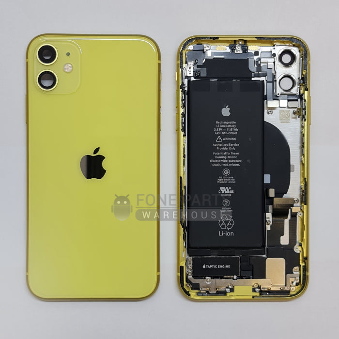 For IPhone 11 Genuine Housing With Parts & Batteries in [Yellow] (Grade A Condition Taken From 14 Days Used Phone)