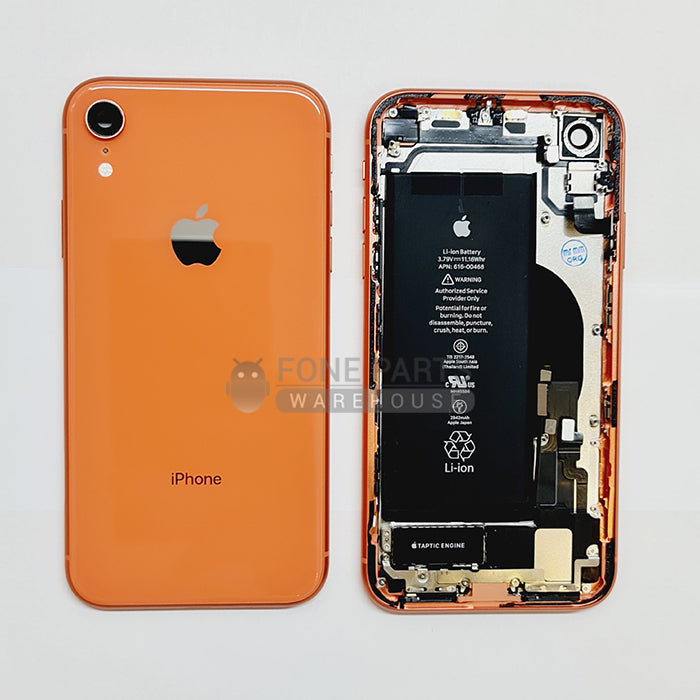 For IPhone XR Genuine Housing With Parts & Battery in Orange (Grade A Condition Taken From 14 Days Used Phone)