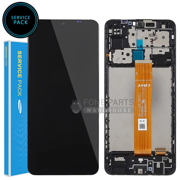 For Galaxy M02 (SM-M022) LCD Screen With Touch Digitizer Assembly and Frame (Genuine Service Pack)