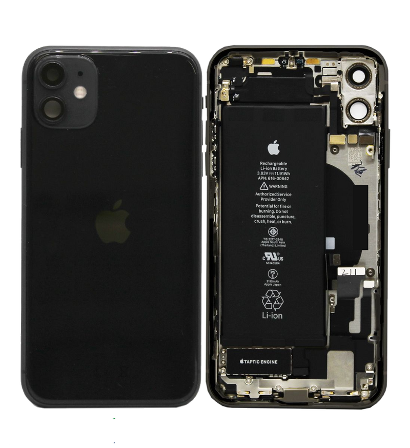 For IPhone 11 Genuine Housing With Parts & Battery in [Black] (Grade A Condition Taken From 14 Days Used Phone)