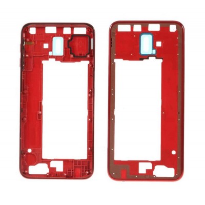 For Galaxy J6 Plus (J610) Replacement Middle Bezel Housing Center Frame With Buttons Keys + Glue [Red]