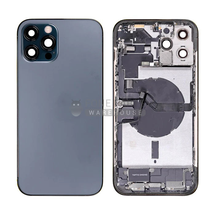 For IPhone 12 Pro Max Genuine Housing With Parts in [Pacific Blue] (Grade A Condition Taken From 14 Days Used Phone)