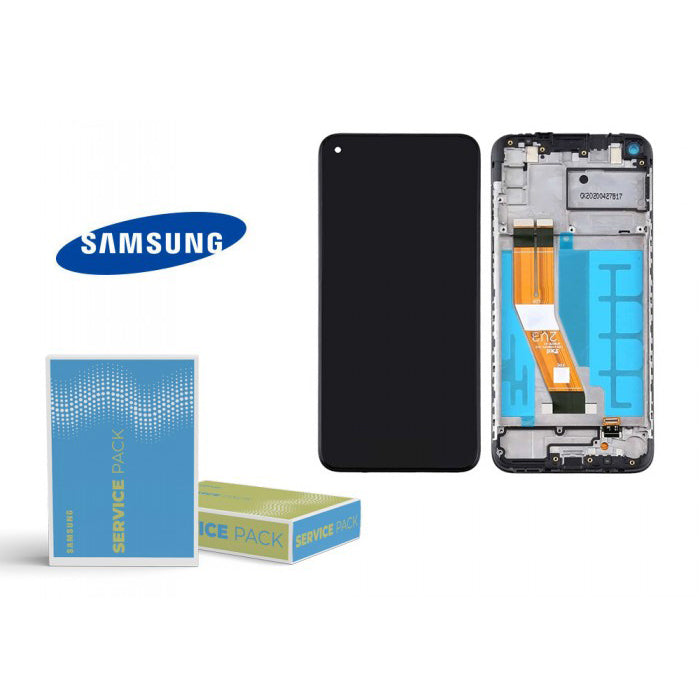 For A12 (SM-A125) LCD Screen With Touch Digitizer Assembly and Frame (Genuine Service Pack)