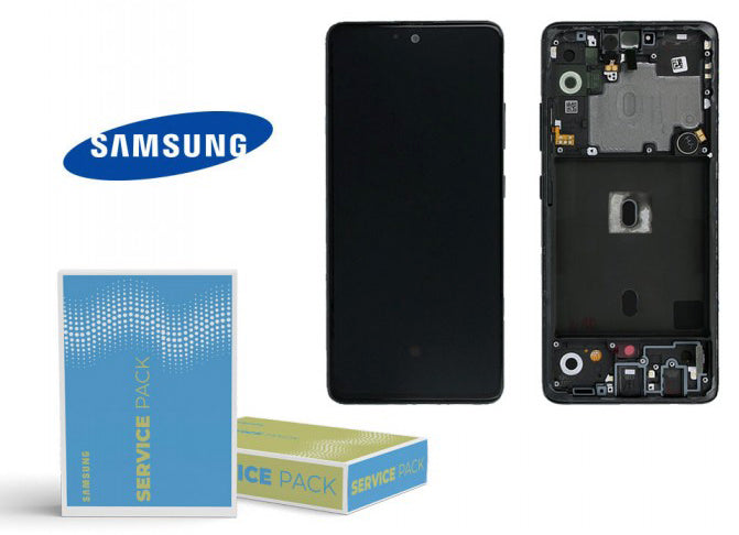 For Galaxy A51-5G (SM-A516) LCD Screen With Touch Digitizer Assembly and Frame (Prism Black) (Genuine Service Pack)